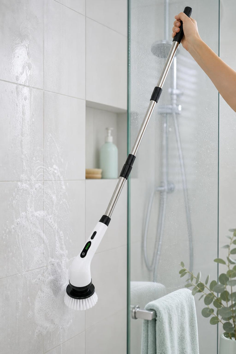 Limpiando los azulejos de la ducha